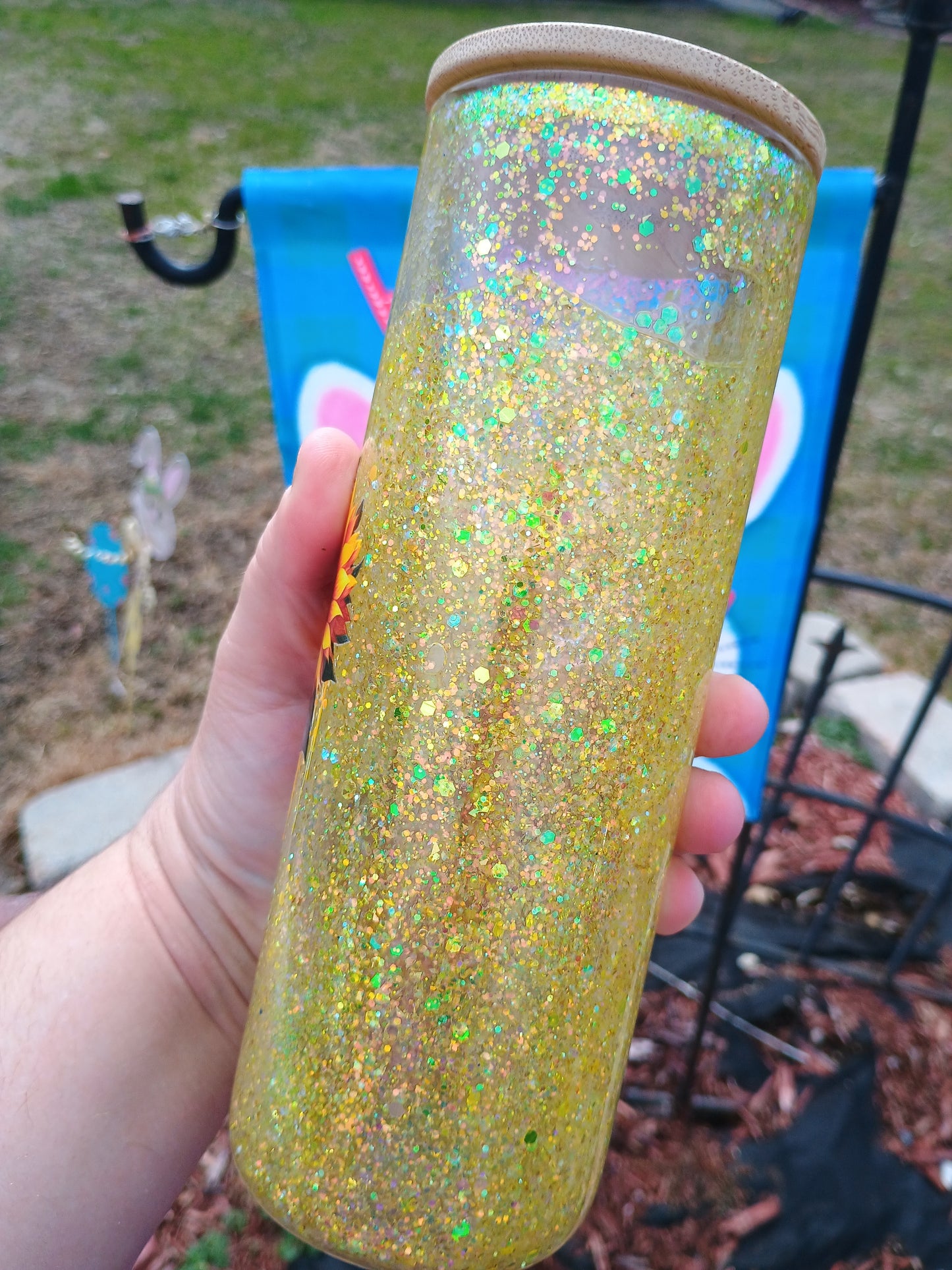 š» Glitter Sunflower Leopard Snowglobe Tumbler ā 20oz
