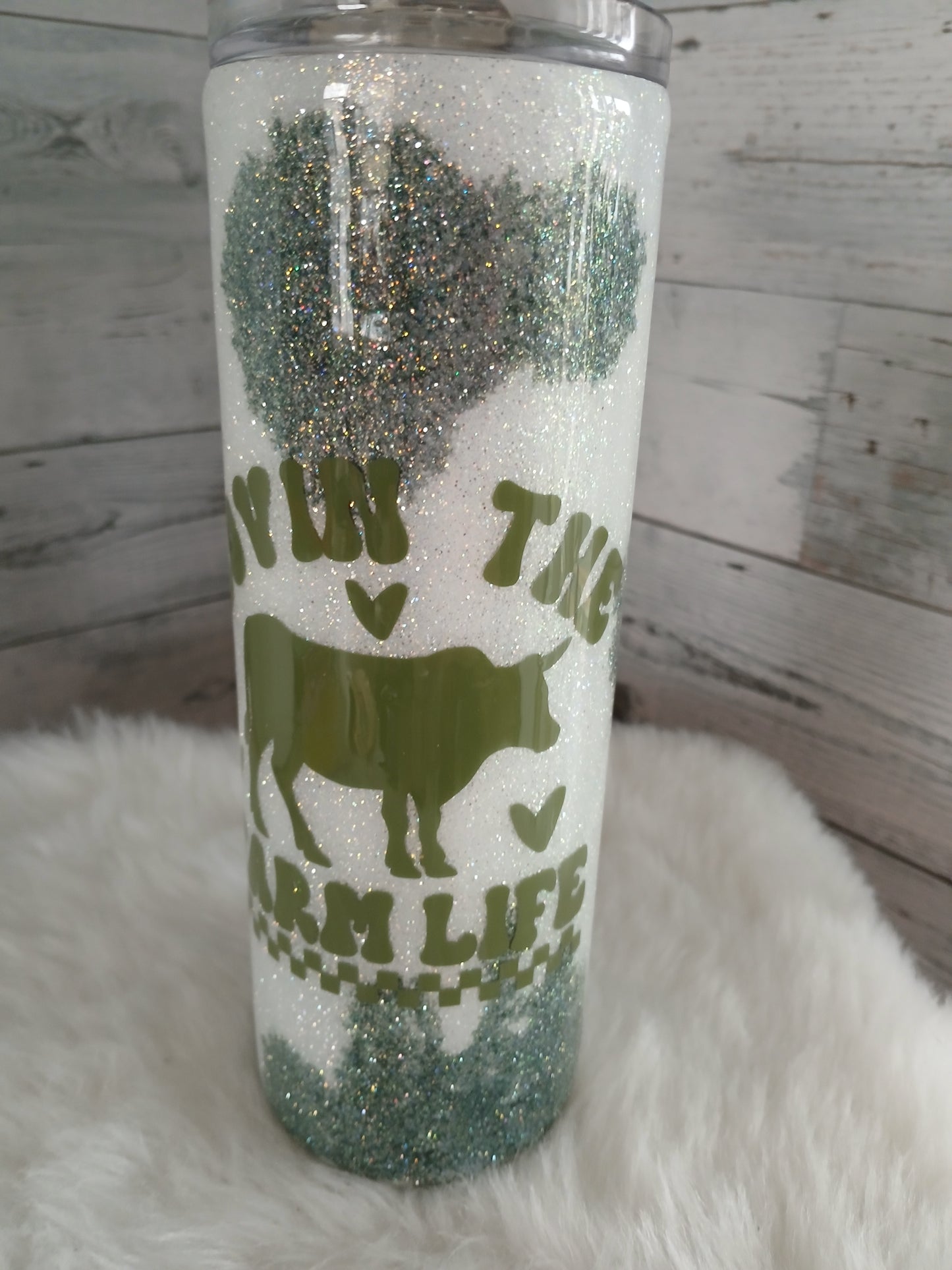 Loving the farm life glittered cow spot tumbler