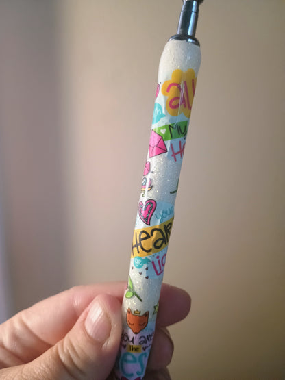 Teacher inspired glittered gel pen