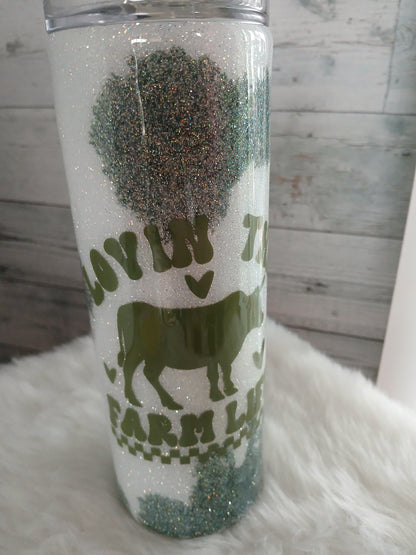 Loving the farm life glittered cow spot tumbler